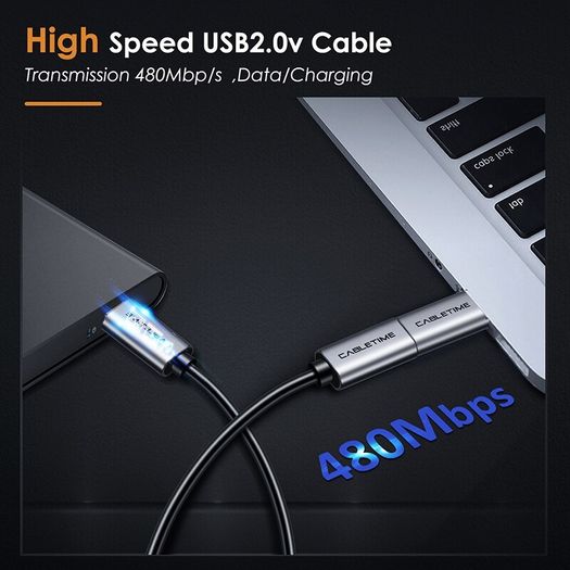 Cabletime Aluminum Alloy OTG Micro USB (Female) to USB-C (Male) QC 3.0/2.0 Charger & Sync Convertor Adapter (Brand New/Warranty)