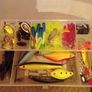fishing, box full lures, hooks+ pliers Image 4