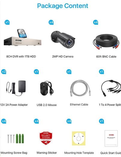 8 Channel Outdoor CCTV Camera System, 5MP Lite H.265+ DVR with 1TB Hard Drive and 4pcs 1080P Weatherproof Security Camera, Plug and Play, Motion Detection, Remote Access,Easy DIY (FREE POSTAGE)