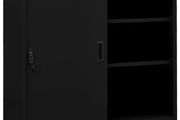 Office Cabinet with Sliding Door Black 90x40x90 cm Steel