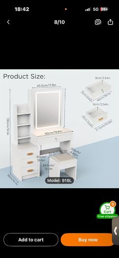 Vanity Desk with Mirror and  Bedside Table