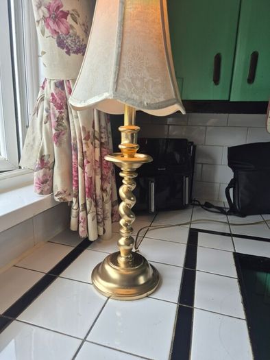 Lamp Vintage Gold metal tall slim table lamp