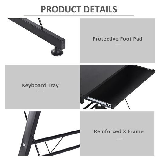 L-Shaped Corner Desk Computer Desk For Home Office Workstation w/Slide-Out Keyboard Tray Adjustable feet (FREE POSTAGE)