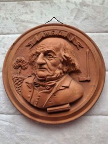 Vintage Terracotta Large Heavy  Plaque of W.E.G.  William Ewart Gladstone Prime Minister of England for 4 Terms