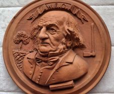 Vintage Terracotta Large Heavy  Plaque of W.E.G.  William Ewart Gladstone Prime Minister of England for 4 Terms