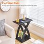 Narrow Side Table, Modern Slim Sofa Table with Open Storage, X-Design Narrow Bedside Table Nightstand for Living Room and Bedroom, Black Image 4