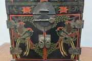 Decorative Chinese Style Lacquered Jewellery Chest with Key