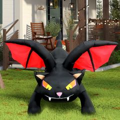 _Kalolary 6 Feet Halloween Inflatable Black Cat with Bat Wings Decoration Outdoor Built-in LEDs for Halloween Yard Garden Decorations Shopping Centre Party Decoration