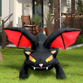 _Kalolary 6 Feet Halloween Inflatable Black Cat with Bat Wings Decoration Outdoor Built-in LEDs for Halloween Yard Garden Decorations Shopping Centre Party Decoration