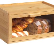 Brand New Breadbins for Kitchen Natural Rectangle Bamboo Bread Bin