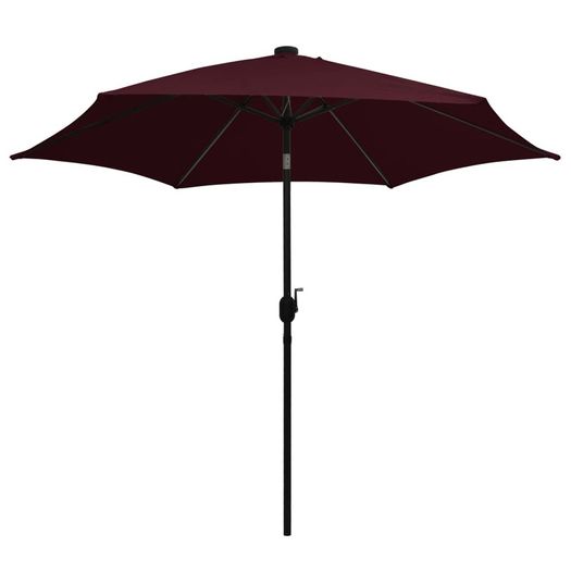Parasol with LED Lights and Aluminium Pole 300 cm Bordeaux Red