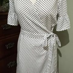 Karen Millen White Polka Dot Wrap Dress