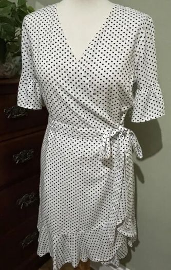 Karen Millen White Polka Dot Wrap Dress