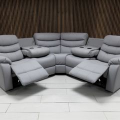Recliner Sofa in light grey, dark grey and cream colors