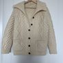 Hanknitted Pure Aran Wool Cardigan size M Image 2