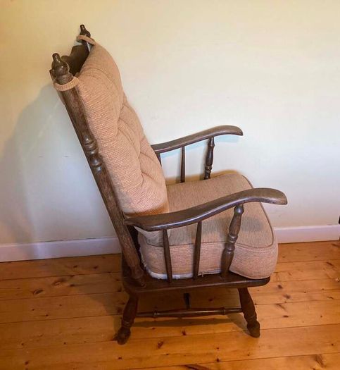 Vintage Wooden High Back Armchair | Solid & Comfortable
