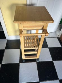 small  wooden trolley with 4 wheels for sale