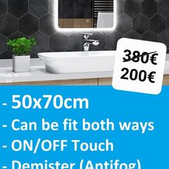 LED Bathroom Mirror Antifog Demister 50x70cm Makeup Cosmetic Bright Light