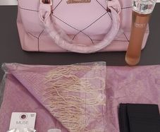 Handbag, Perfumes, Scarf, Earrings and Purse