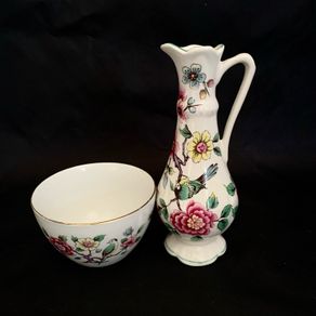 Vintage old Foley Chinese rose vase & bowl