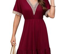 Brand New Clearlove Women's Elegant Lace V Neck Knee Length