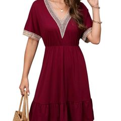 Brand New Clearlove Women's Elegant Lace V Neck Knee Length