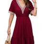 Brand New Clearlove Women's Elegant Lace V Neck Knee Length Image 2