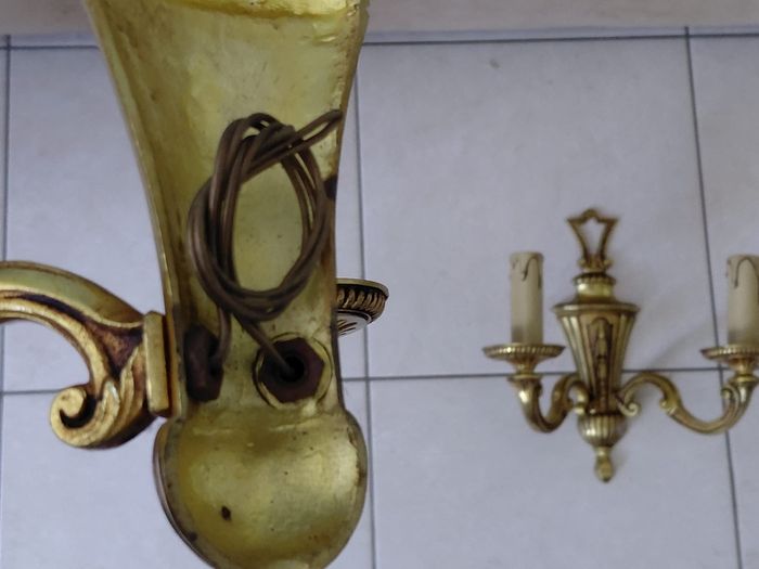 Antique French brass set of wall lights