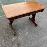 Solid oak trestle style writing desk Image 4