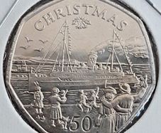 Rare, Christmas Isle of Man 50p. 1990, Free Post