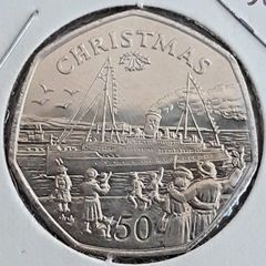 Rare, Christmas Isle of Man 50p. 1990, Free Post
