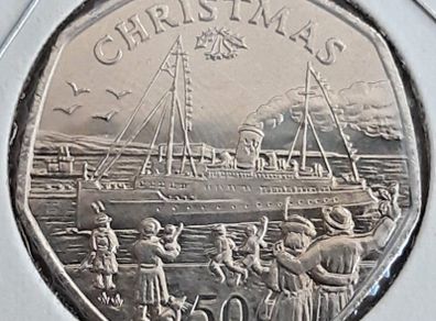 Rare, Christmas Isle of Man 50p. 1990, Free Post