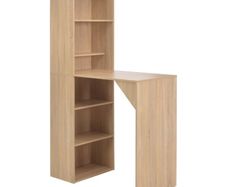 Bar Table with Cabinet Oak 115x59x200 cm
