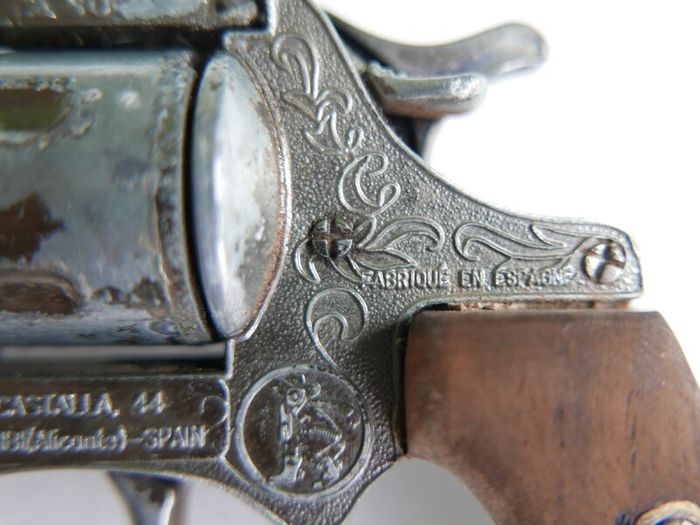 Vintage 60s Metal Cap Gun Firecracker Pistol, Wooden Handle