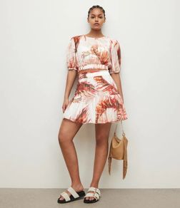 All Saints Pink Floral Organza Skirt