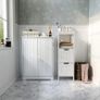 Bathroom Storage Cabinet Sideboard White 60x30x80 cm Free Standing MDF Painted 180 Degree Open 2 Doors 3 Shelves (FREE POSTAGE) Image 2