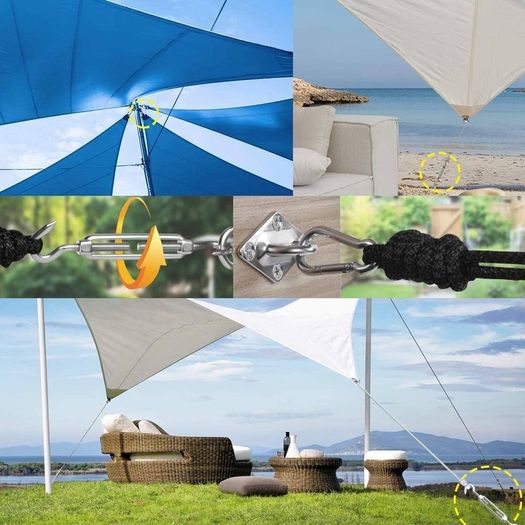 Sun Shade Sail Fixing Kit - Sail Shade Hardware Kit 304 Stainless Steel, Sun Shade Sail Hardware Kit for Garden Rectangle/Square, Heavy Duty Sun Sail Hardware Kit Installation 40 Pcs (FREE SHIPPING)