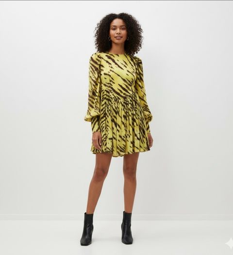 Rotate Alison Tiger Print Mini Dress Sz 8UK 4US S Long Sleeve Flowy Party