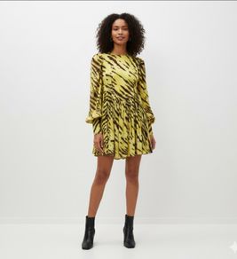 Rotate Alison Tiger Print Mini Dress Sz 8UK 4US S Long Sleeve Flowy Party