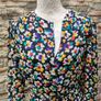 Vintage black floral A-line dress with detachable collar and belt size M or L Image 8