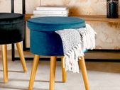 BRAND NEW Storage velvet stool made of polyester 36x44 cm color blue
