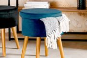 BRAND NEW Storage velvet stool made of polyester 36x44 cm color blue