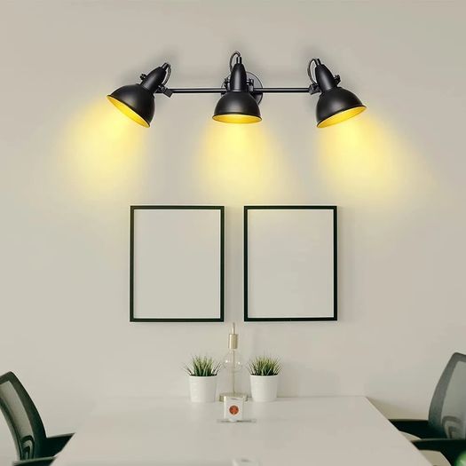 Spotlights Ceiling Lights Rotatable 3 Way Retro Kitchen Spot Light Fittings Black Spotbars 240V for Living Room, Incl. 3X 4W E14 LED Bulbs 2700K