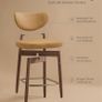 Set of 2 Bar Stools with Backrest Solid Wood Legs in PU Leather Caramel Brown Image 6