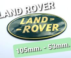 LAND ROVER Defender SVX Green and Yellow (gold) letters GRILL OVAL BADGE 105mm - 53mm 105  53