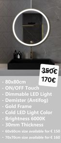 LED Bathroom Mirror Gold
