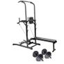 Complete Home Gym Bundle - Power Tower, Folding Bench, Dumbbell Set, Pump Barbell & Cable System Image 3