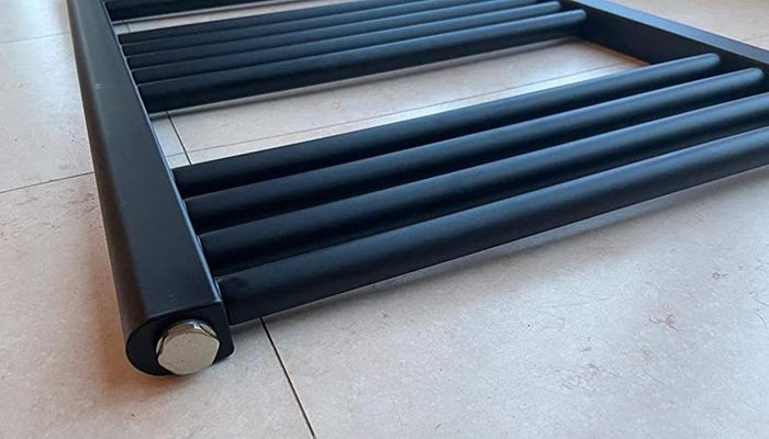 Black Straight Heated Towel Rail W500mm x H800mm Flat Central Heating Towel Radiator (FREE POSTAGE)
