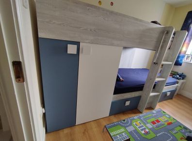Bunk Bed with Built-in Wardrobe & Storage