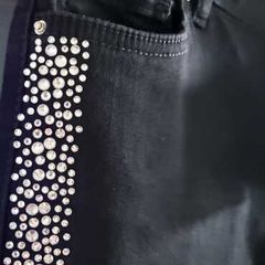 Pour Moi Jet Black Skinny Jeans with Diamante details Sz 14UK - Rrp 50 (BNWT)